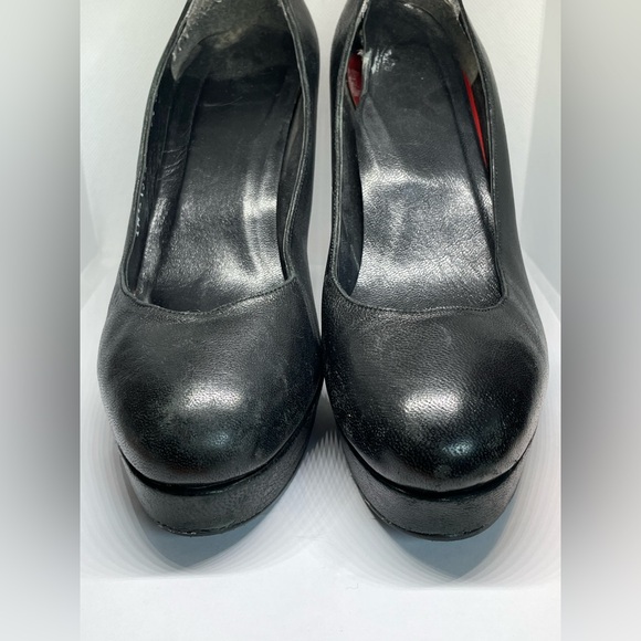 Stuart Weitzman 7.5 Black Leather Platform Heel! Read Description 4 Condition! - Picture 15 of 17